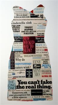 A piece of art using news cutting about food to make an overall