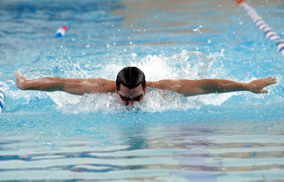 A swimmer at the University's S10 facility
