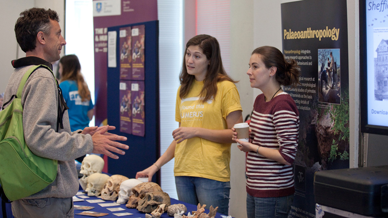A member of the public talking to researchers from the University of Sheffield