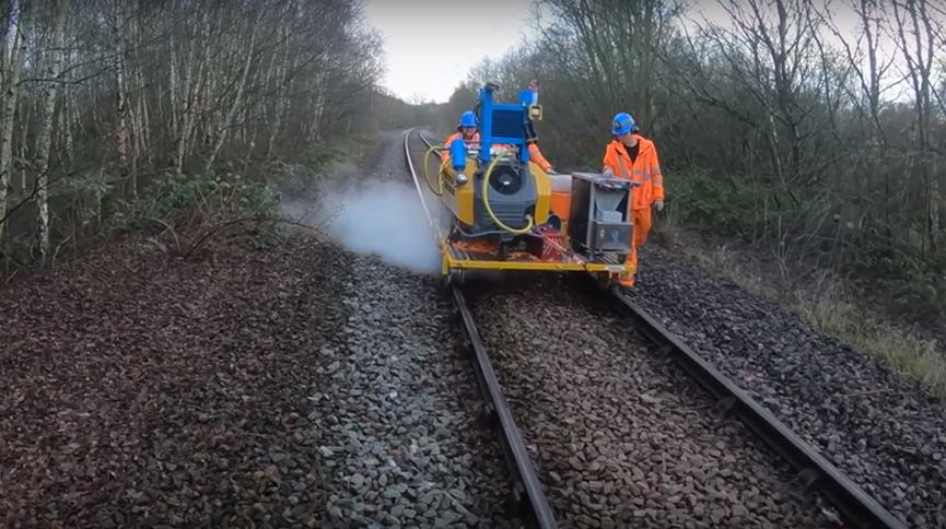 The new solution being tested on a railway line