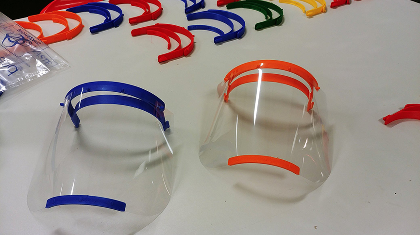 Face shields that have been 3D printed by University of Sheffield engineers