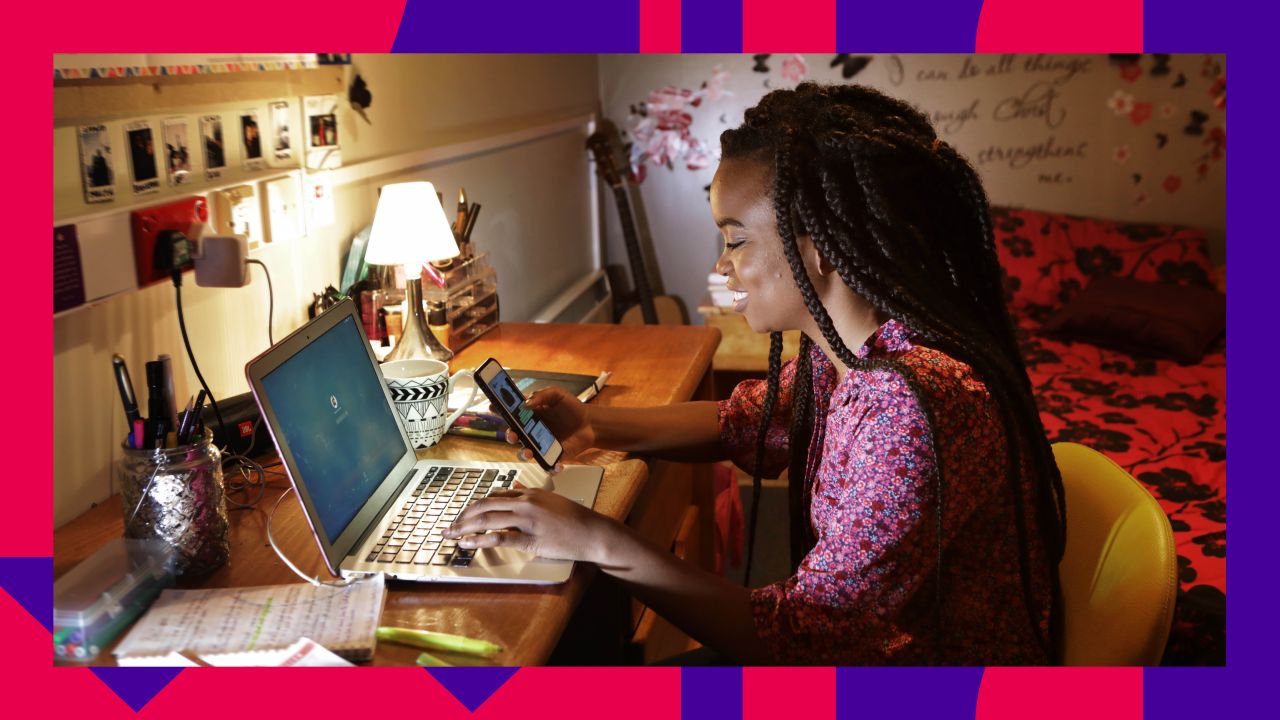 A girl working on her laptop