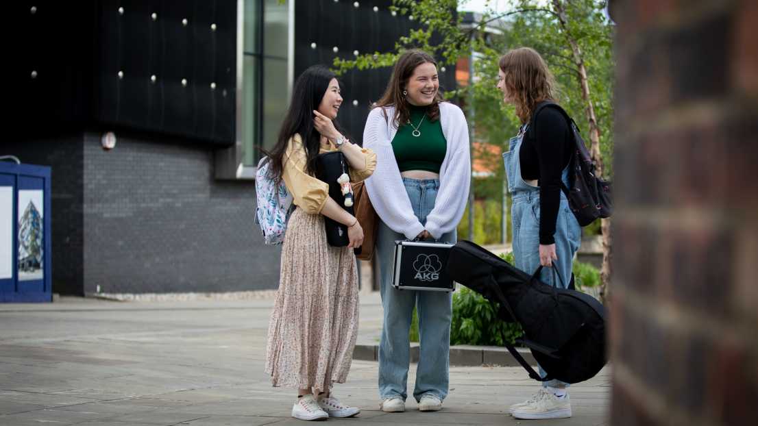 Students chatting outside