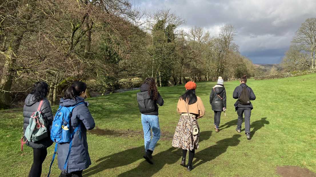 Students on a walk in the Peak District