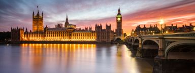 Houses of parliament at sunset