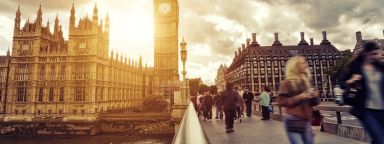 People crossing Westminster Bridge.