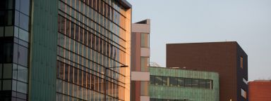 An exterior photo of the Ella Armitage Building viewed from Brook Hill
