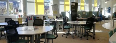 Photo of MASH workspace with tables and chairs