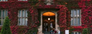 Firth Court building with red ivy