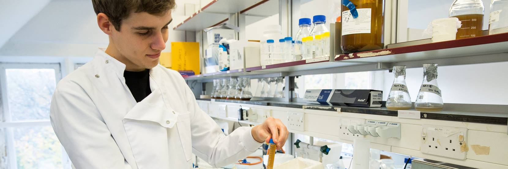 Genetics student in the lab