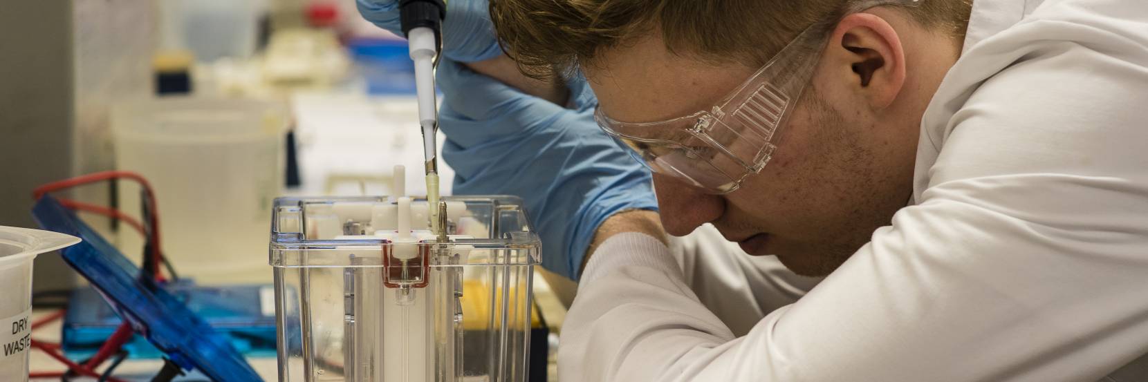 Student with pipette in the lab