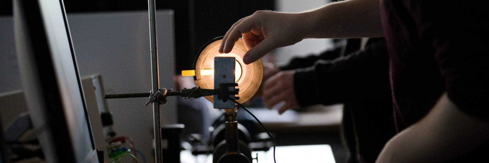 Students in a physics laboratory