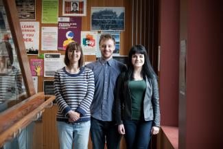 Group of three postgraduate history students
