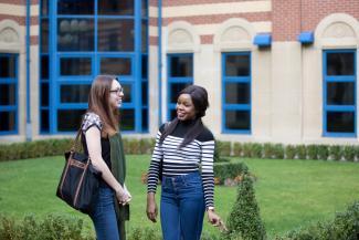 Image of Katharine Palmer and Precious Ogbuji, postgraduate School of Health and Related Research students