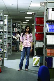 Postgraduate dentistry student in Library