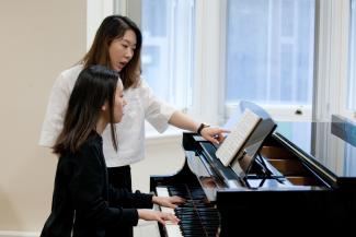 Composing music at a piano