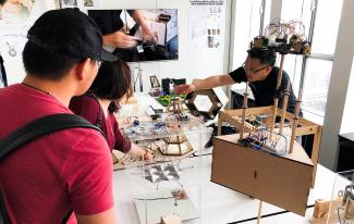 Digital architecture design students in studio