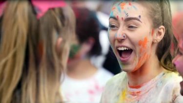 Students wearing facepaint