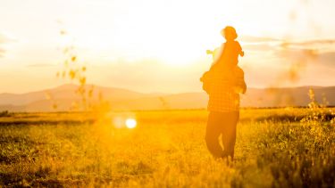 Walking through a field