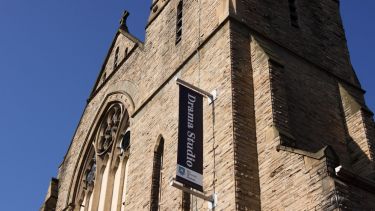University Drama Studio from outside with blue sky behind