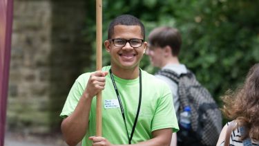 Helping out at an open day. 