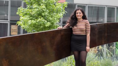 Postgraduate student Asha outside Jessop West.