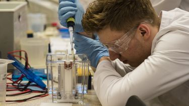 Student with pipette in the lab