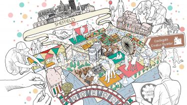 MArch live project sketch of Castlegate in Sheffield