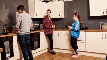 Endcliffe Crescent interior of a kitchen - students socialising