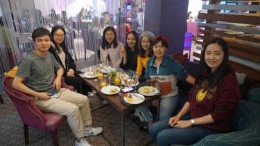 Students socialising at a residence life event