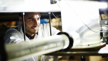 student in water lab