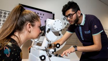 Orthoptics equipment in use.