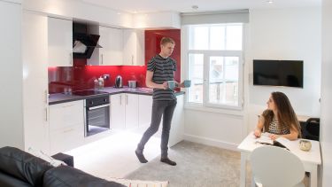 Kitchen space within on of the Studio 300 rooms