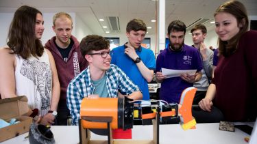 Students on robot fish design project, Diamond
