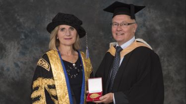 David Fyfe with University Chancellor, Lady Justice Rafferty