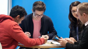 A group of undergraduate students working together - image