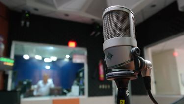 Microphone in professional recording studio