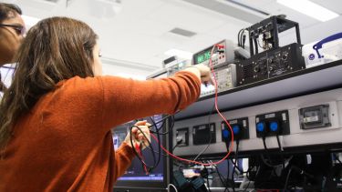 EEE undergraduate students in the lab in The Diamond