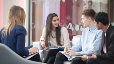 students talking