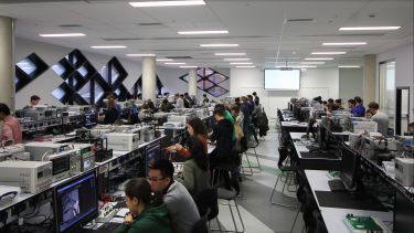 An image of students working in a lab