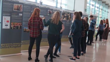 Students visiting the LuxUKLinks exhibition