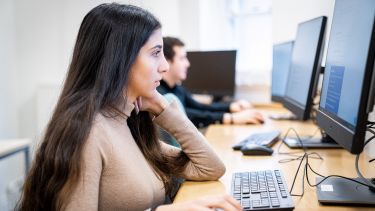 Student on computer