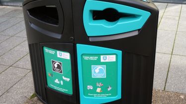 Recycling bins on The Edge Piazza 