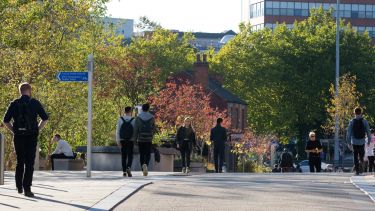 Management School - Students walking along leavygreave road