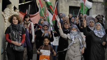 Women of Budrus protest against the war on Gaza