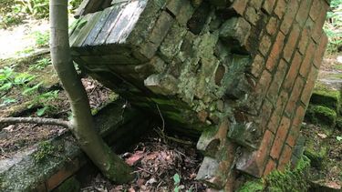 The remains of a brick building from the camp. The archaeology students believe this may have been used by the guards, possibly a place where they did admin duties