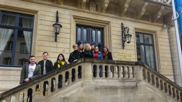 Students outside the Chambre des députés in Luxembourg 2018