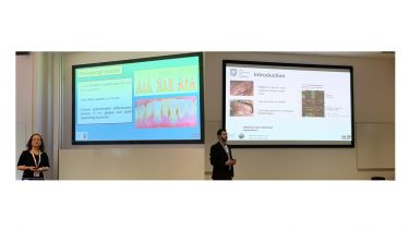 Cher Farrugia and Sven Niklander Ebensperger presenting at the British Society for Oral and Dental Research