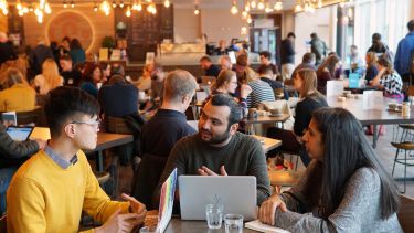 International students in the SU cafe