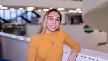 Student Andrea standing in the Diamond
